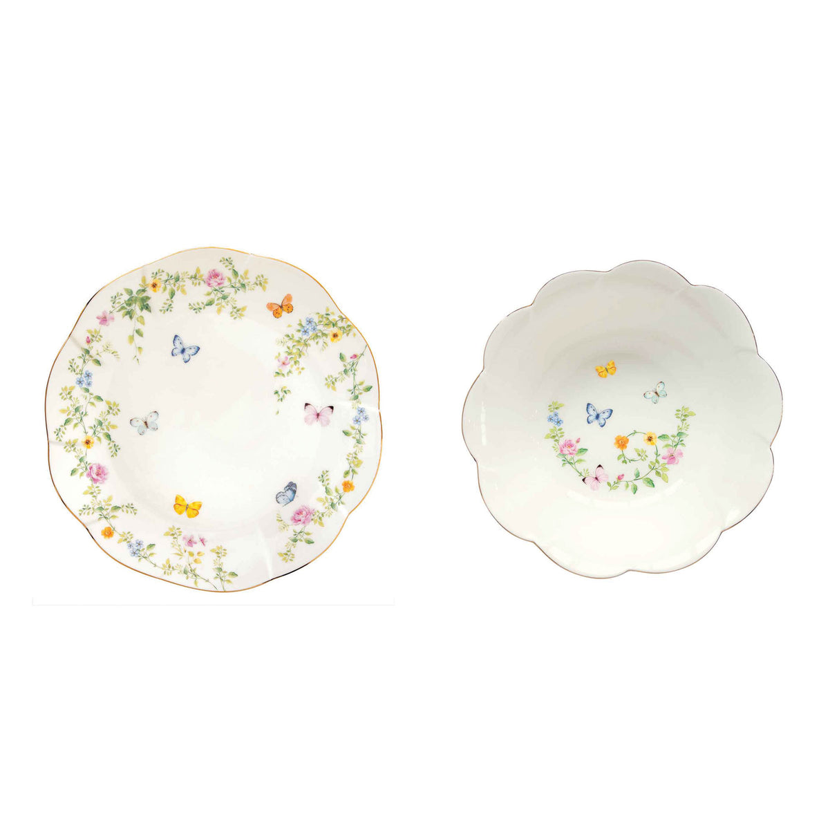 EASY LIFE Dancing Butterflies Servizio Tavola Piatti Set 12 Pezzi Porcellana