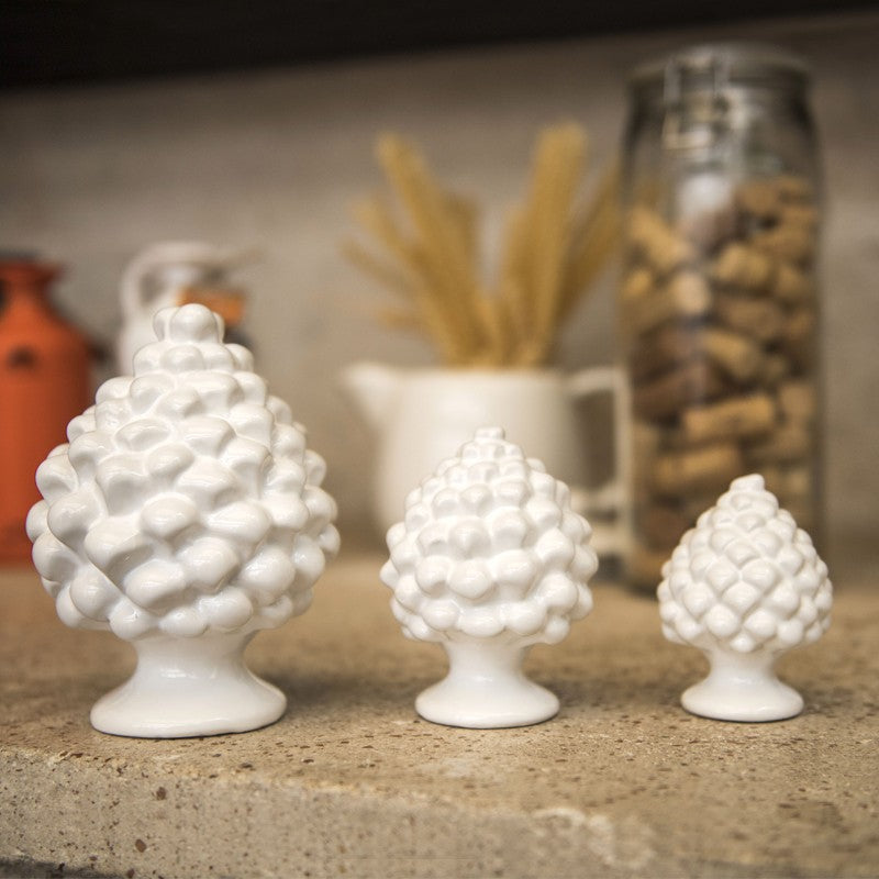 SOUVENIR PLANET - Pigna da appoggio grande bianca 12cm