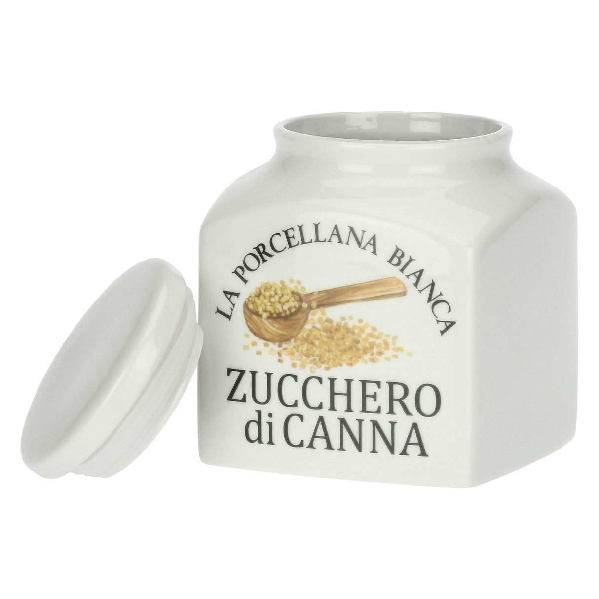 LA PORCELLANA BIANCA Conserva Barattolo Deco Zucchero di Canna 1,1L Bianco Porcellana