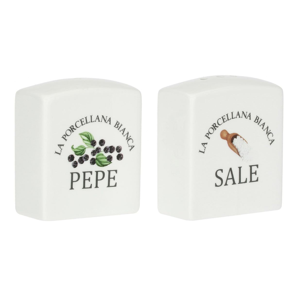 LA PORCELLANA BIANCA Conserva Sale e Pepe Deco 6,5cm Bianco Porcellana