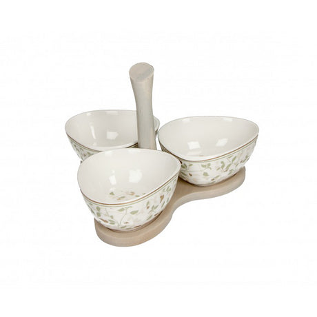 BRANDANI - Antipastiera Ali Dorate Set 3 pz porcellana