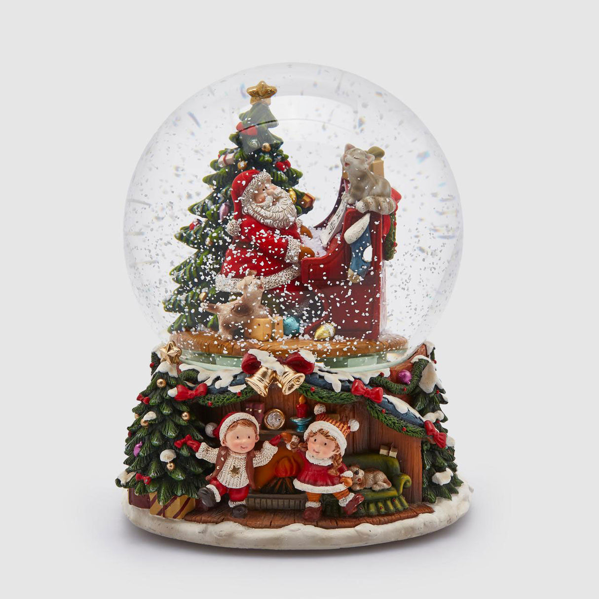 Palla di neve EDG con Babbo Natale e carillon in vetro 21x16 cm