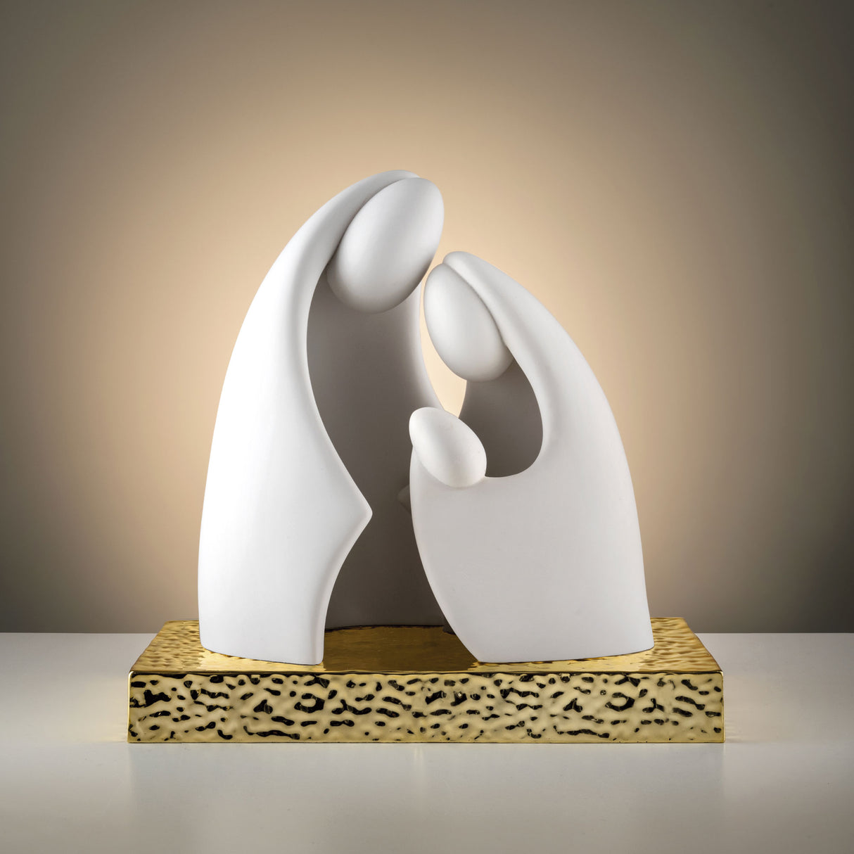 Presepe stilizzato Natività Bongelli Preziosi bianco con base dorata 22x23 cm