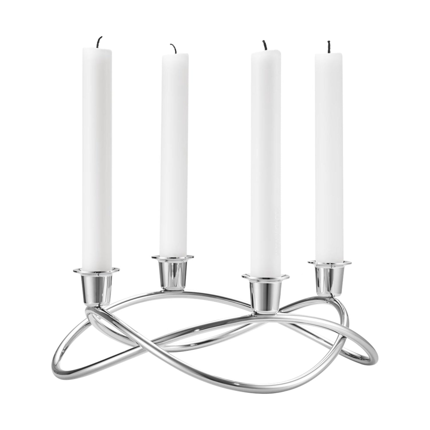 GEORG JENSEN Candeliere Season 4 Fiamme Acciaio Inox Lucidato a Specchio