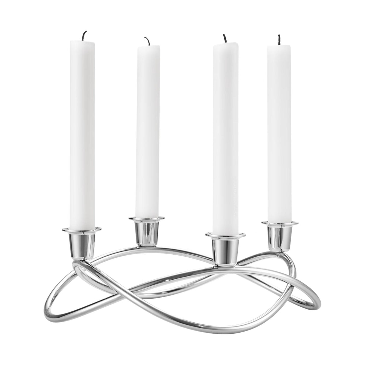 GEORG JENSEN Candeliere Season 4 Fiamme Acciaio Inox Lucidato a Specchio