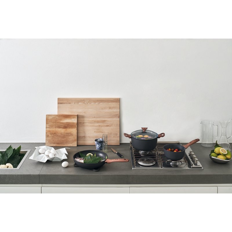 SAMBONET - High Casserole with Handle Rock & Rose Black 18cm