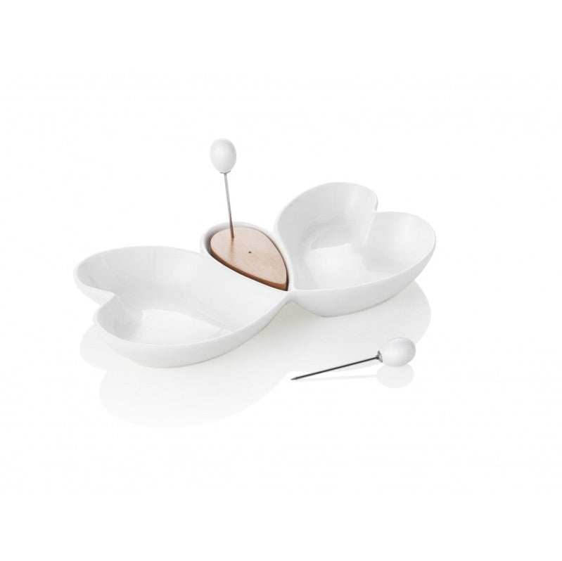 BRANDANI Antipastiera Cuor di Butterfly 28x14cm Porcellana e Bamboo