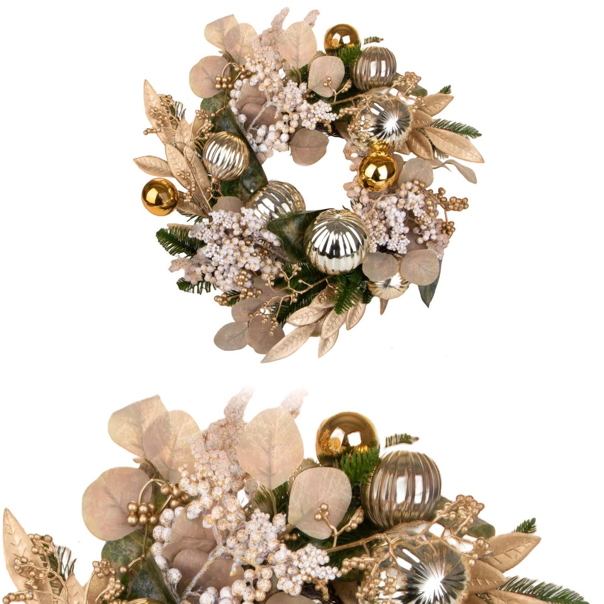 BIANCHI DINO Corona Ghirlanda con Sfere Oro Sintetica 46cm