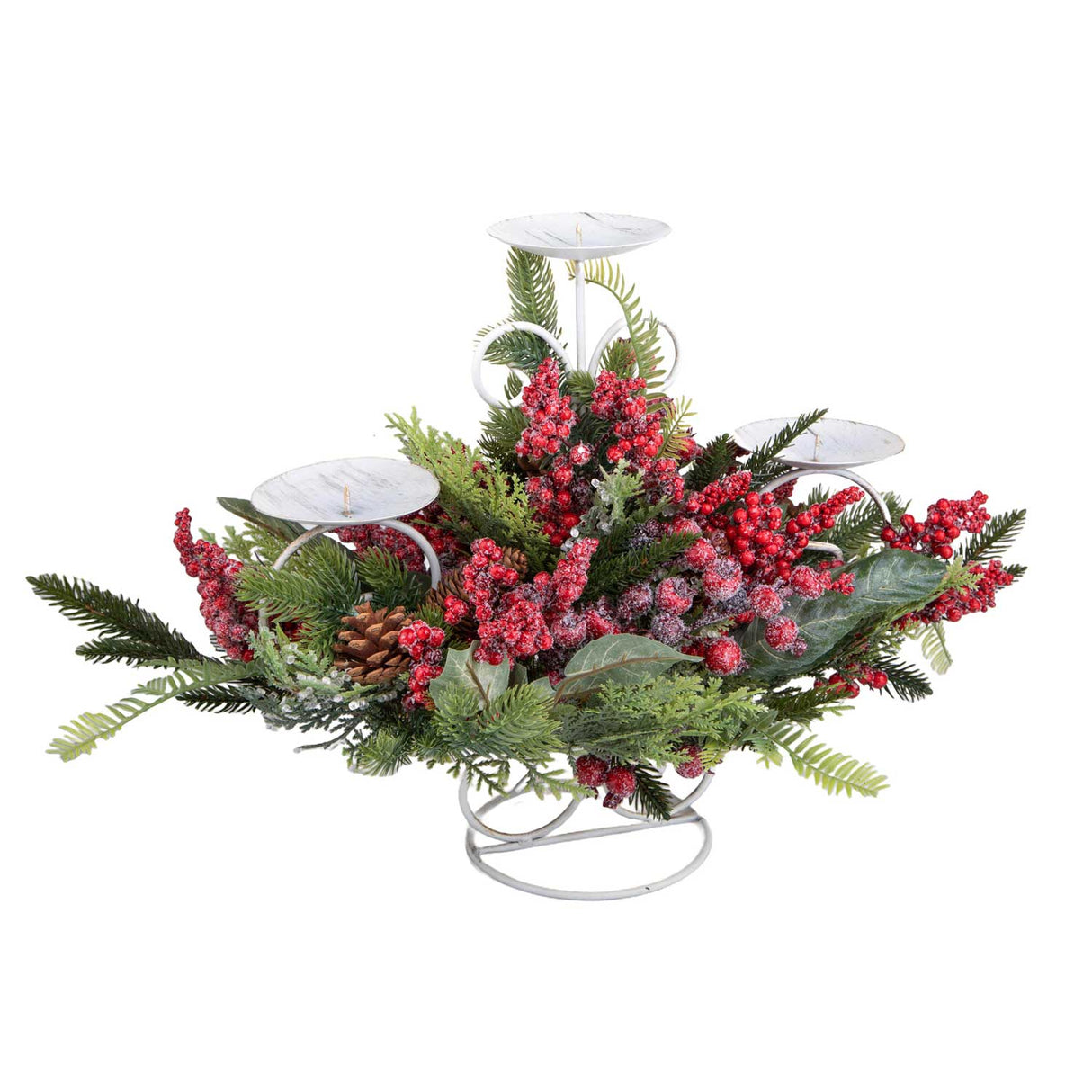 BIANCHI DINO Portacandele Natalizio con Fiori 52x38cm Metallo