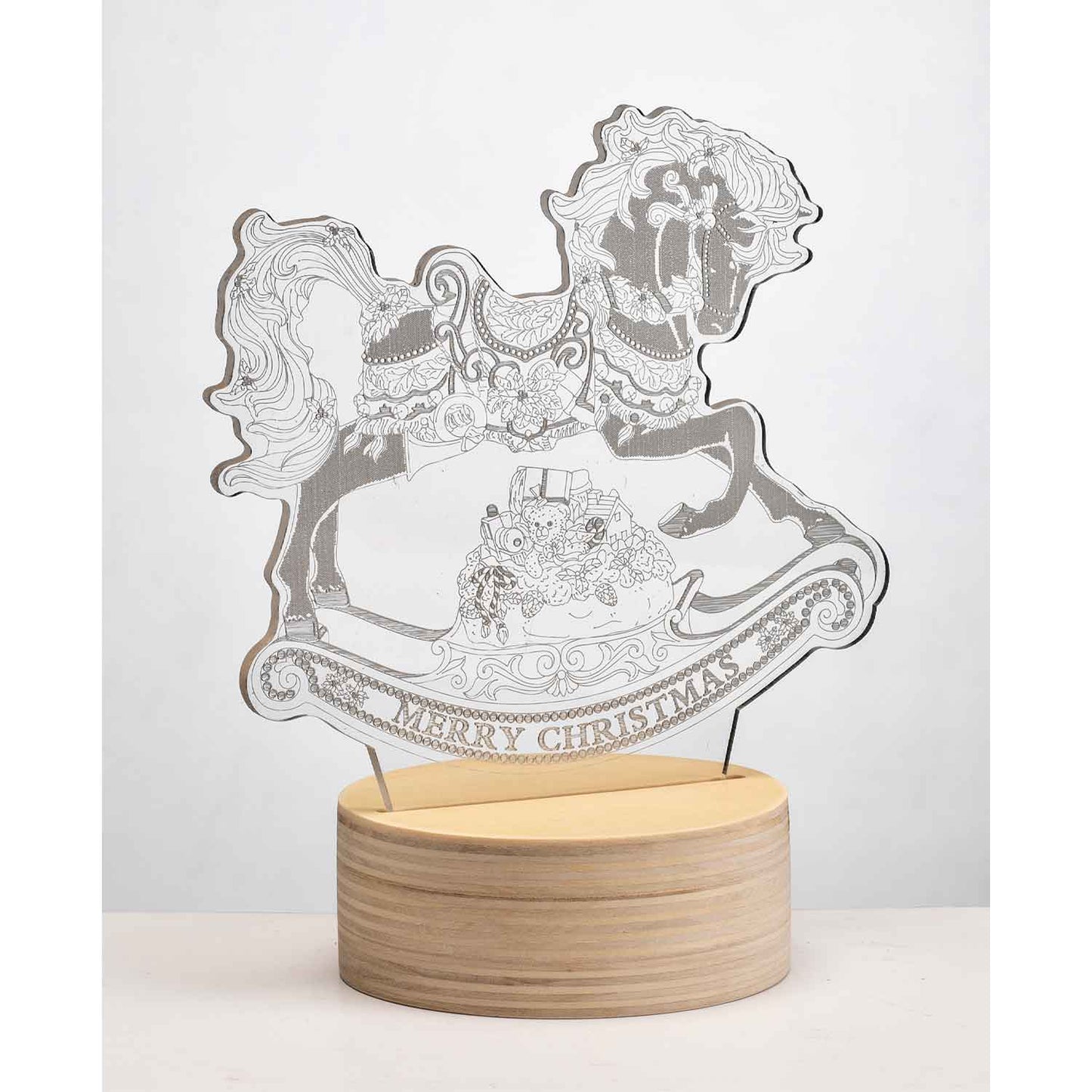 LAMART Decorazione Natalizia Cavallo Dondolo Scritta XMAS c/LED 17,5cm Natale