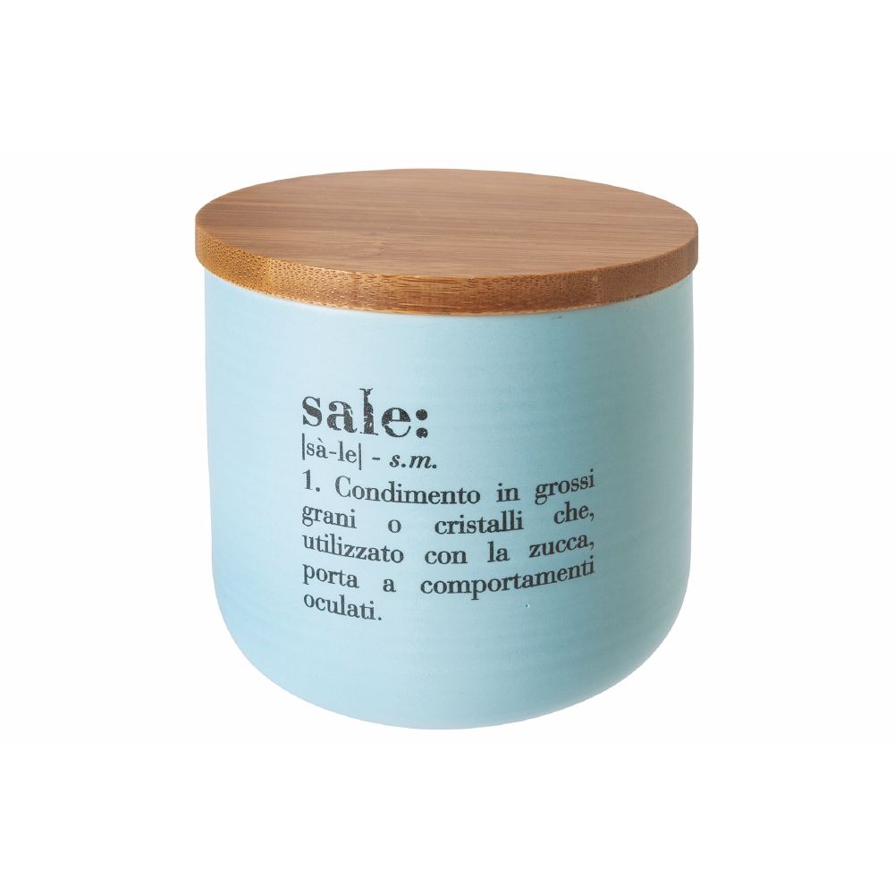 VILLA D'ESTE HOME TIVOLI Victionary Barattolo Sale Porcellana 500ml Azzurro Gres Bamboo