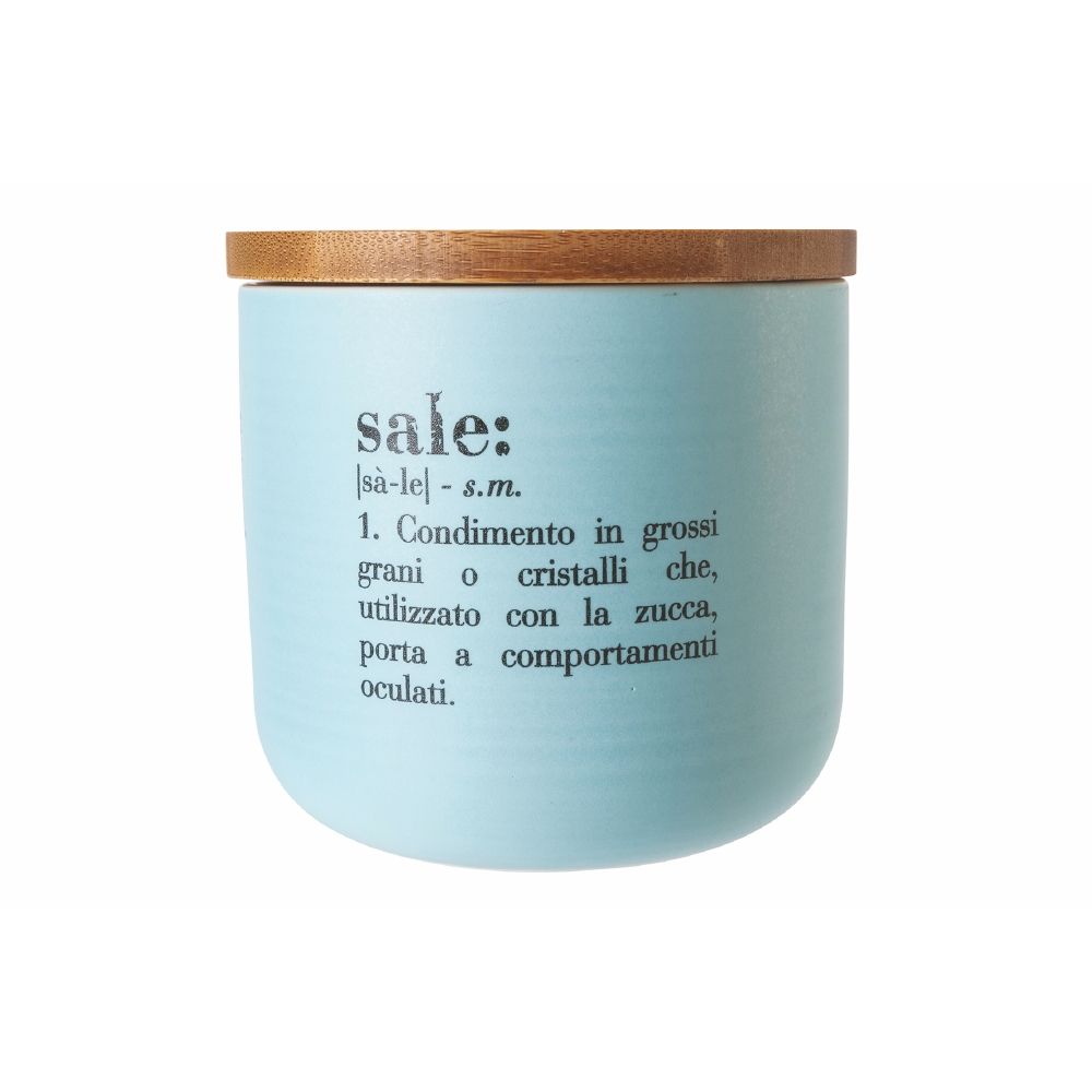 VILLA D'ESTE HOME TIVOLI Victionary Barattolo Sale Porcellana 500ml Azzurro Gres Bamboo
