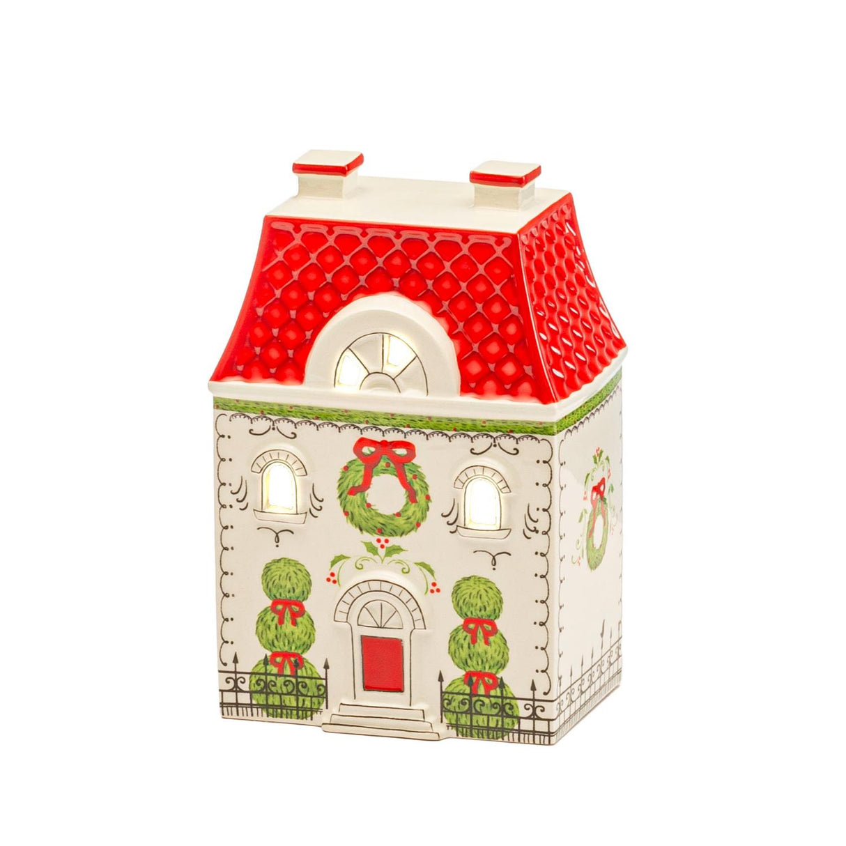 PALAIS ROYAL Decorazione Natalizia Casetta di Natale con LED 15cm Ceramica