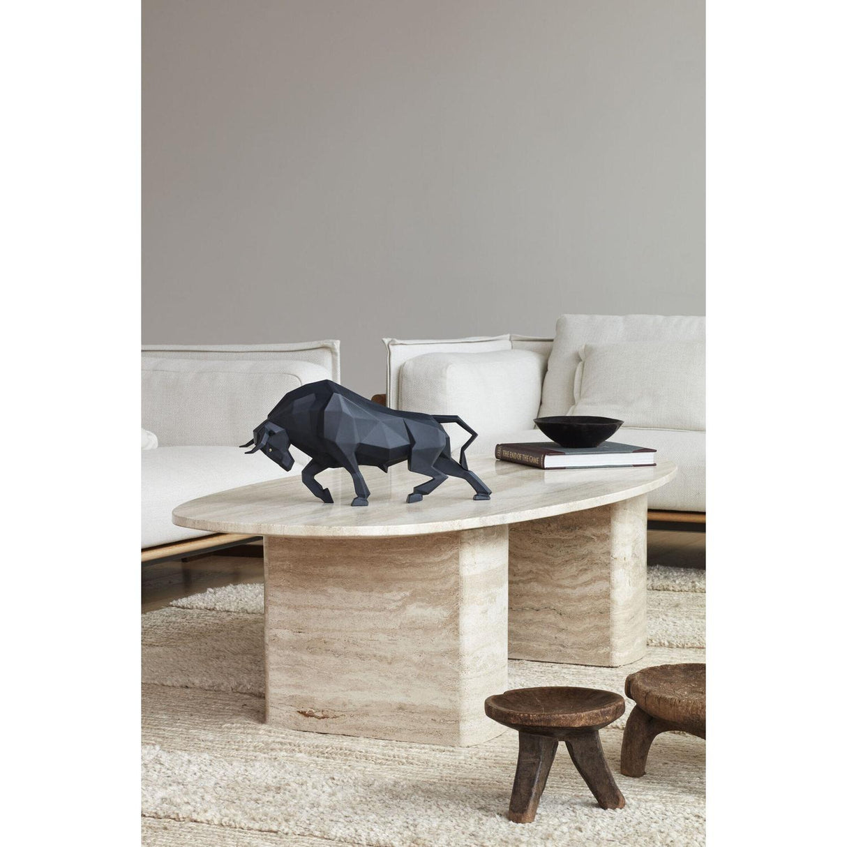 LLADRO' Figure Statue Sculpture Bull Matt Black 24x50cm Porcelain