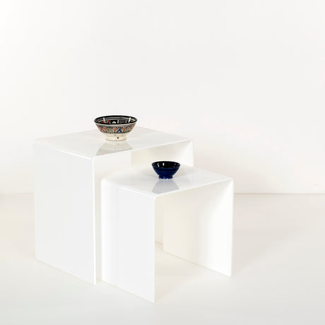 iPLEX 80's Set 2 Tavolini in PMMA Bianco Ufficio Studio Made in Italy