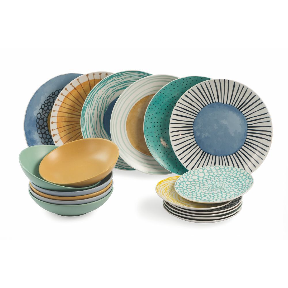 VILLA D'ESTE HOME TIVOLI Marea Servizio Tavola Set Piatti 18 Pezzi Porcellana