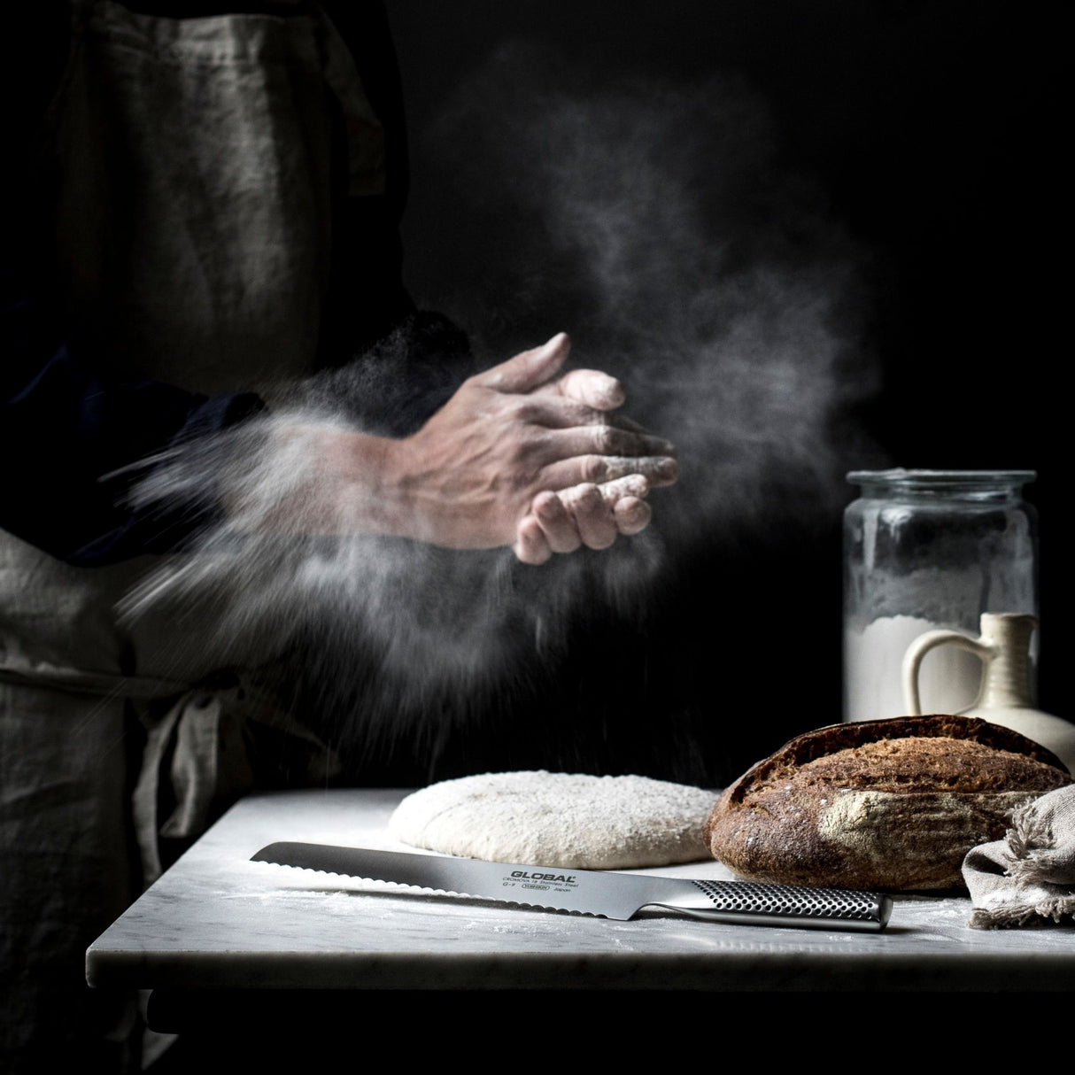 GLOBAL Bread Knife 22cm in Stainless Steel Cromova 18 G-09