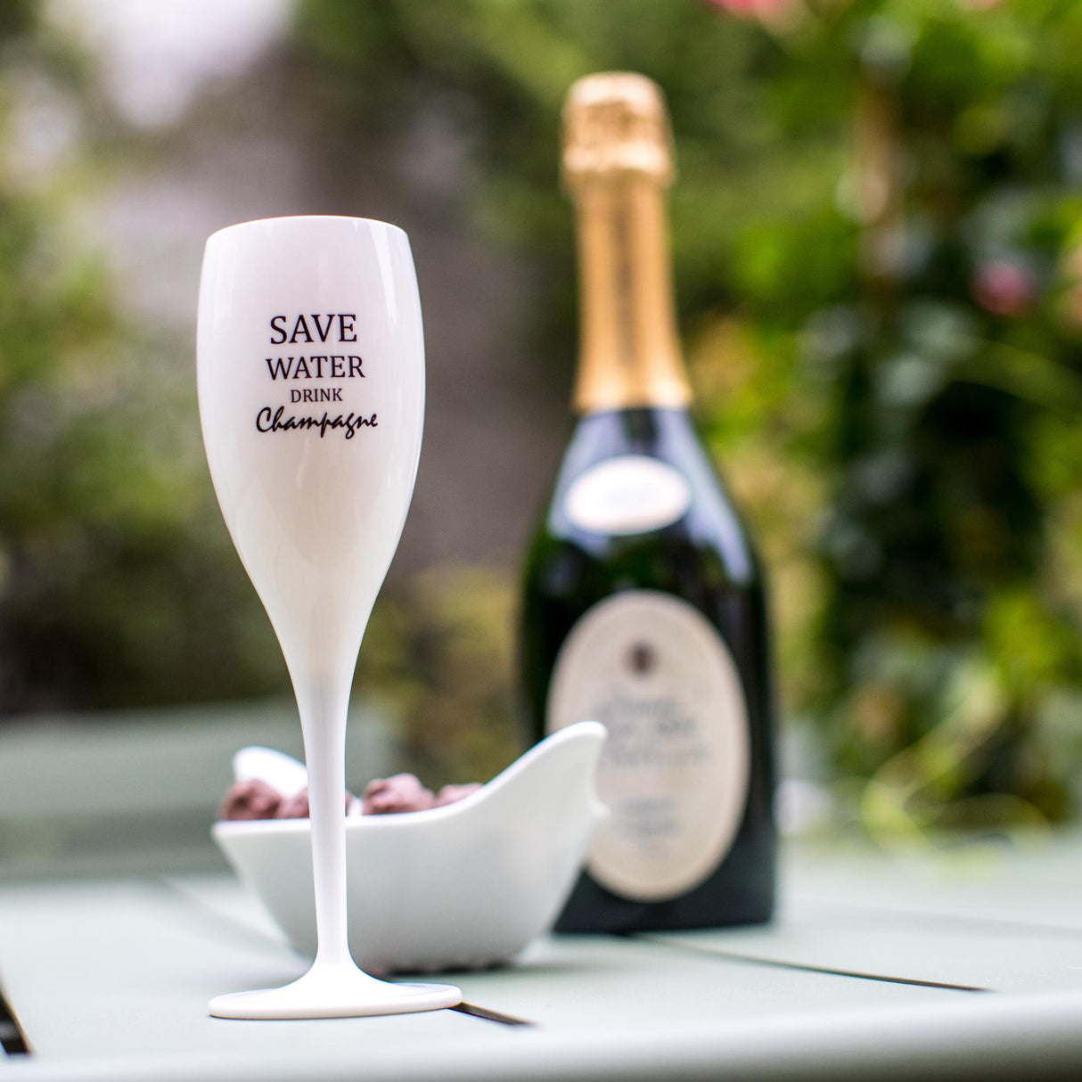 KOZIOL Sparkling Champagne Glass 100ml Cheers No. 1 Save Water Drink White Champagne