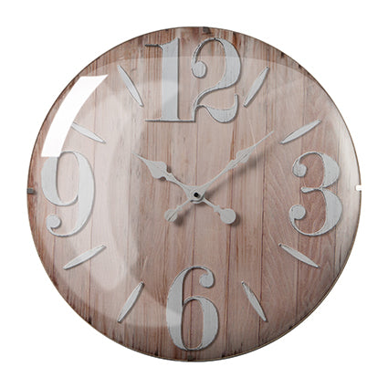 MONTEMAGGI Orologio Da Parete Lenticolare con Numeri Bianchi 51cm Vetro Base in Legno