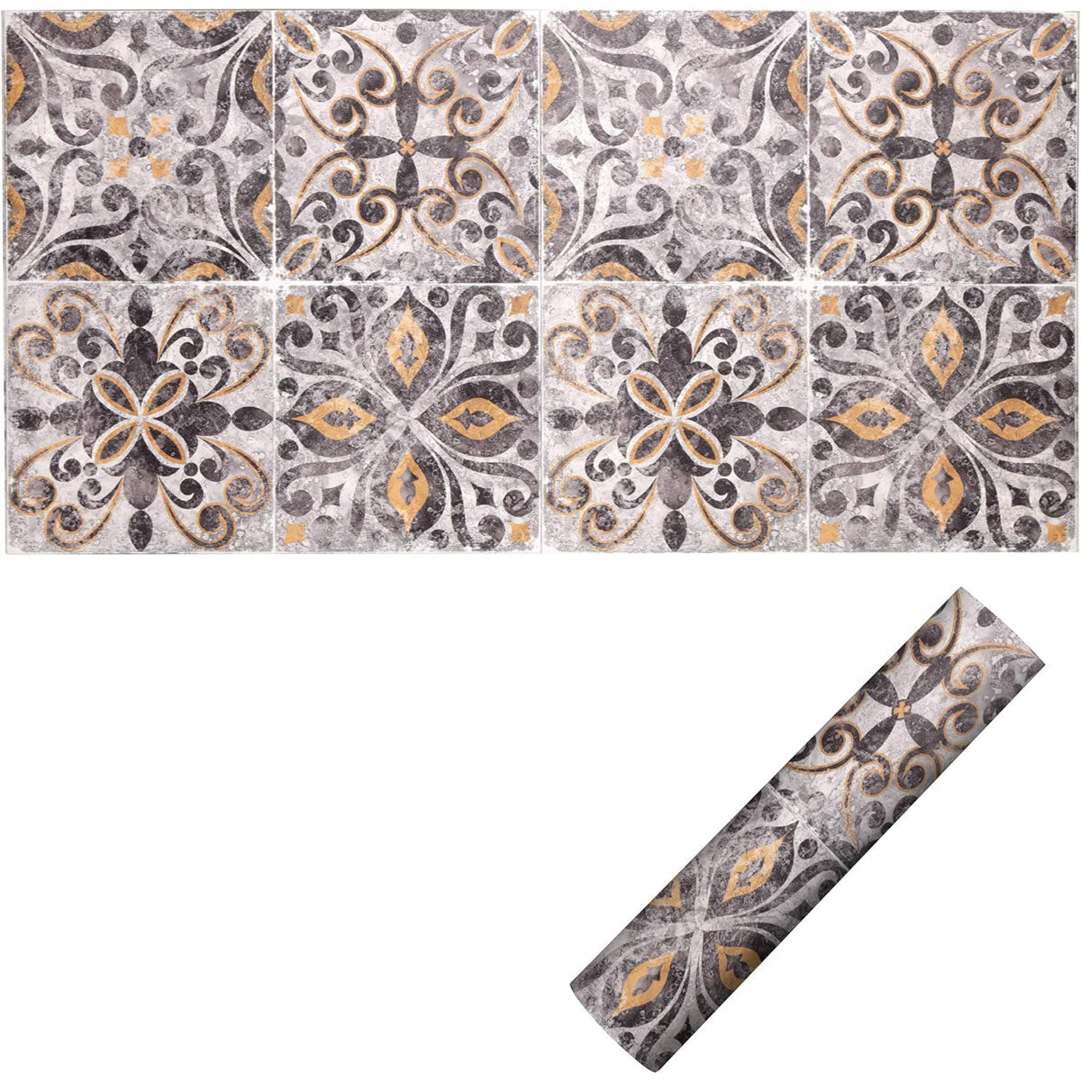 MONTEMAGGI Tappeto Passatoia Antiscivolo Cucina 120x60cm Cementine Senape Vinile