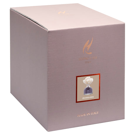 HYPNO CASA Diffusore a Bastoncini con Fiore Bianco Rosa 250ml Orchidea Nera