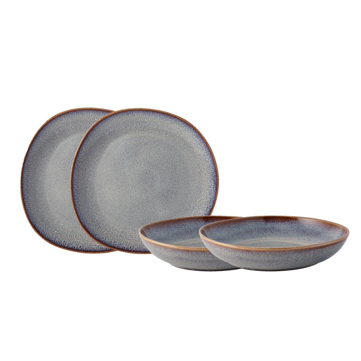VILLEROY & BOCH Lave Beige Set 4 Pezzi Piatto Piano e Fondo Terracotta
