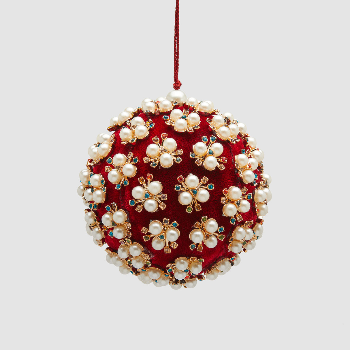 EDG Enzo De Gasperi Addobbo Pallina Sfera di Natale Elizabeth 10cm Velluto Rosso