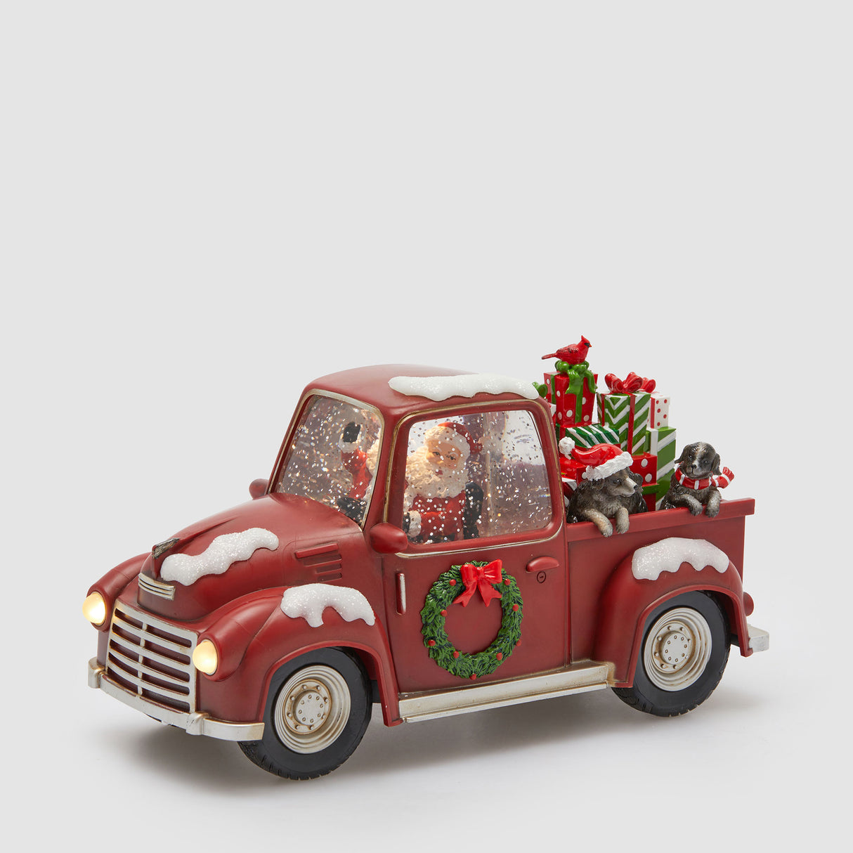EDG Enzo De Gasperi Decorazione Natalizia Pick-Up con Babbo Natale Movimento Musica e LED 16x28cm