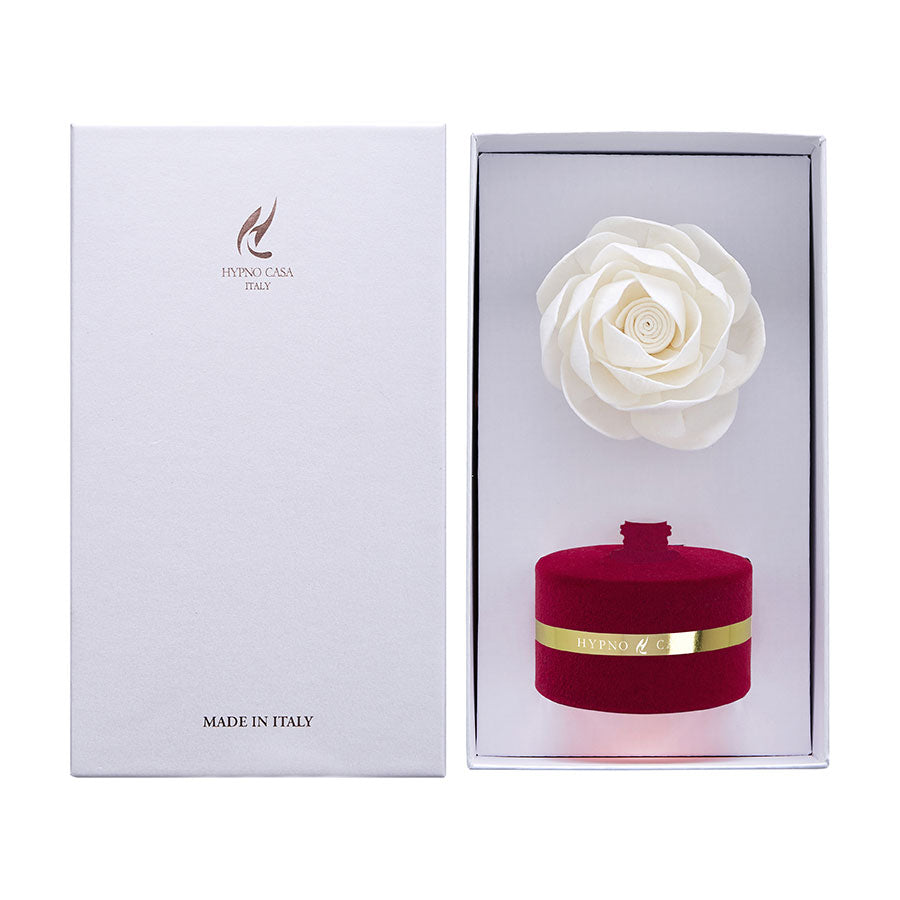 HYPNO CASA Reed Diffuser with White Rose 60ml Flocked Velvet Burgundy Pomegranate
