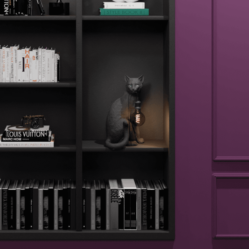 WERNS Lampada da Tavolo Gatto Chouchou 44,5cm Nero Resina