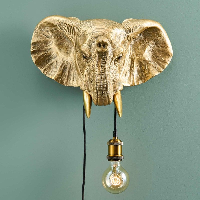 WERNS Lampada da Parete Elefante Jumbo 43x47cm Oro Resina