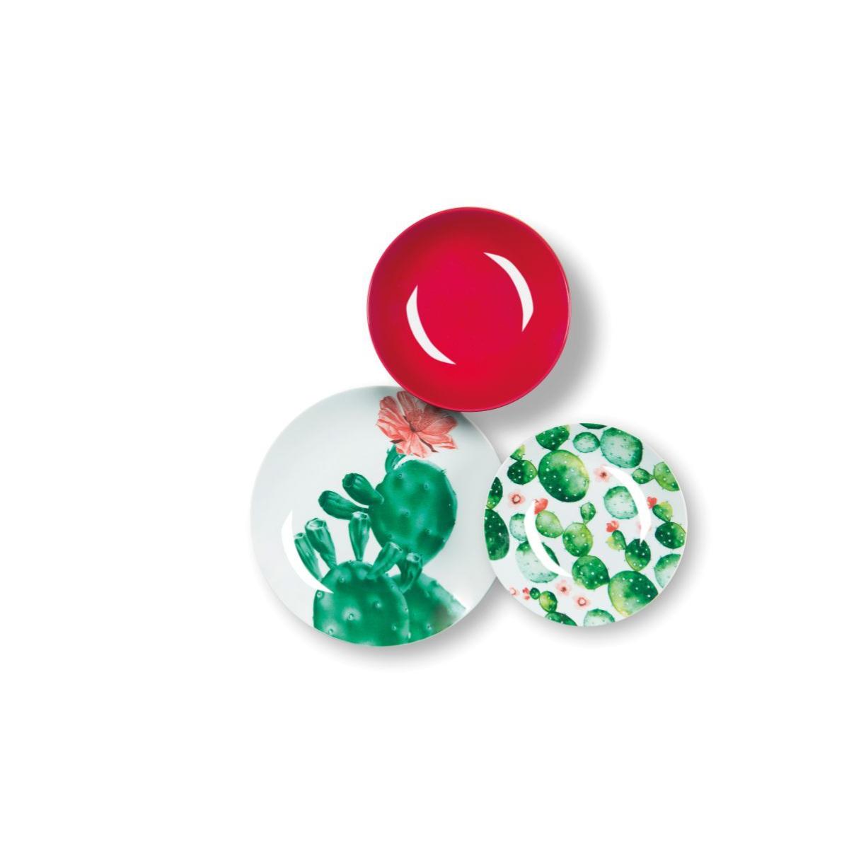 EXCELSA Color Cactus Servizio Tavola Piatti Set 18 Pezzi Porcellana Multicolore