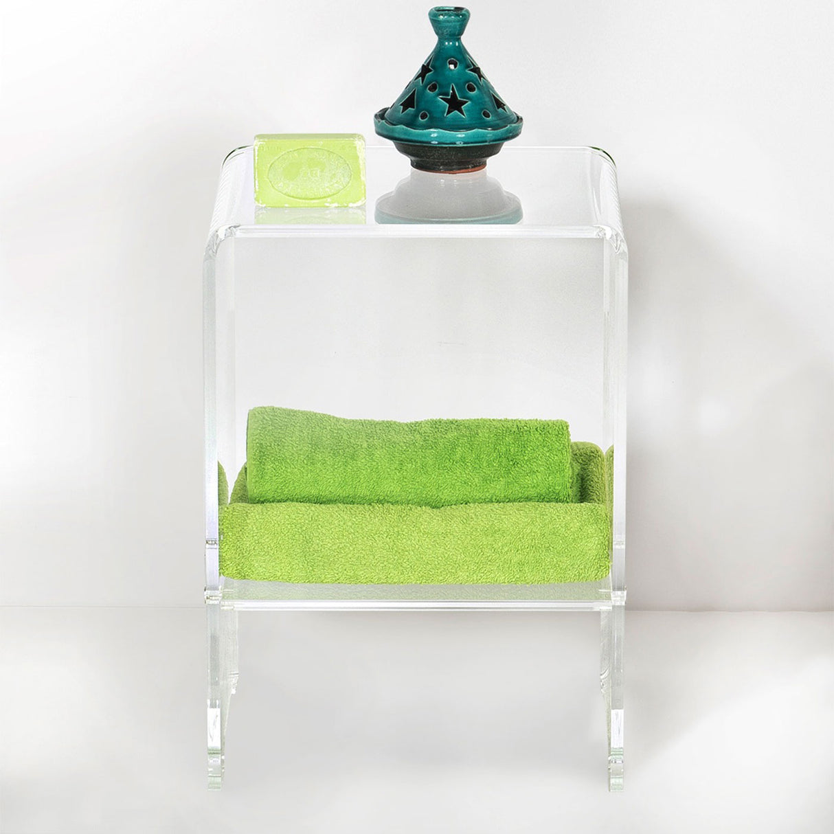 iPLEX Accanto Bedside Table in Transparent Plexiglass 32x45cm Made in Italy