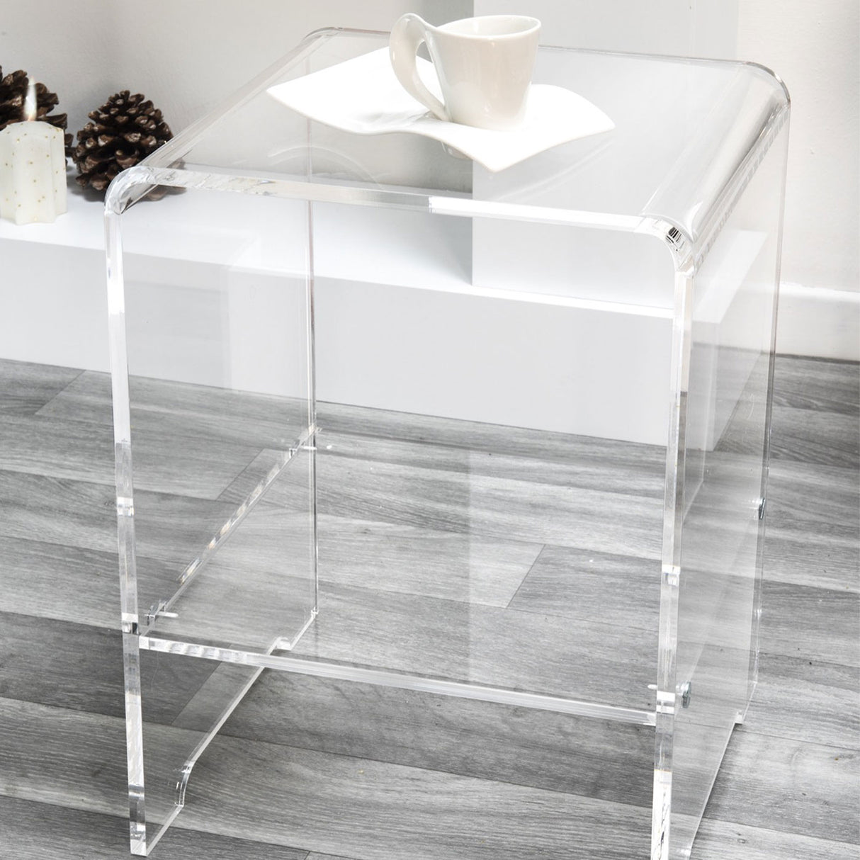 iPLEX Accanto Bedside Table in Transparent Plexiglass 32x45cm Made in Italy