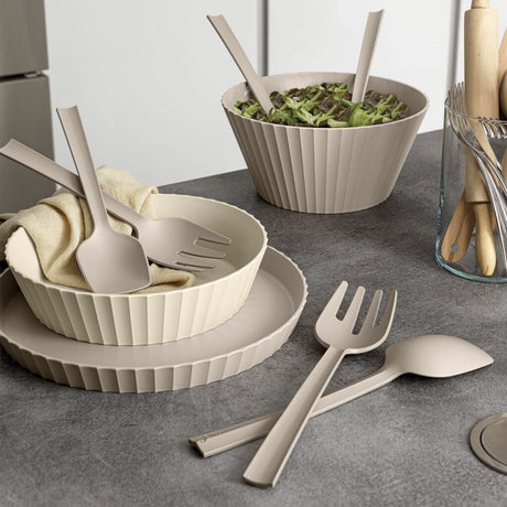 BLIM PLUS Posate per Insalata Paestum 29cm Carbon Black Nero Made in Italy 100% Riciclabile