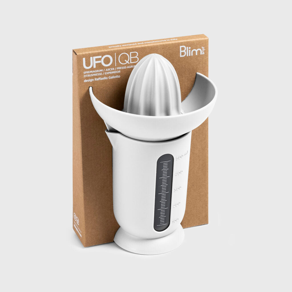 BLIM PLUS Citrus Squeezer with Ufo Carafe 500ml Arctic White White Made in Italy 100% Recyclable