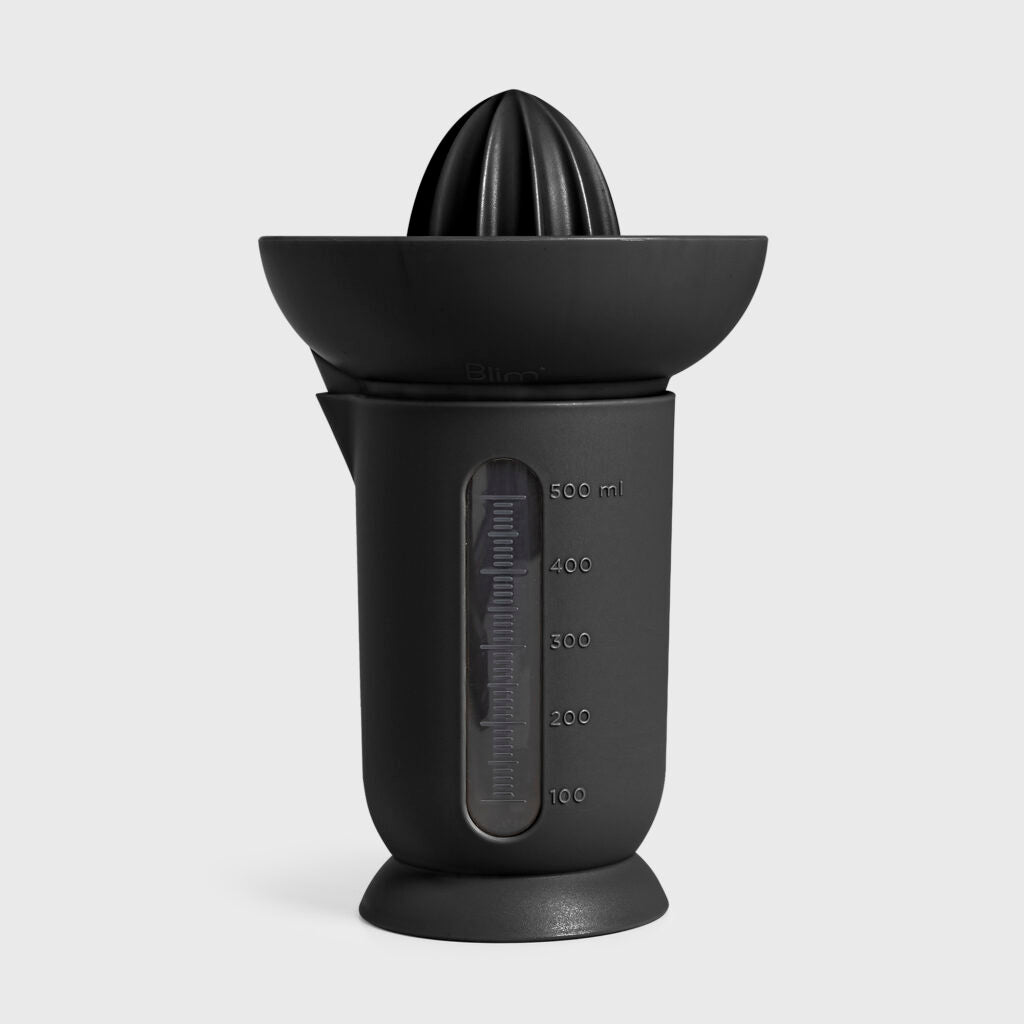 BLIM PLUS Citrus Squeezer with Ufo Carafe 500ml Carbon Black Made in Italy 100% Recyclable