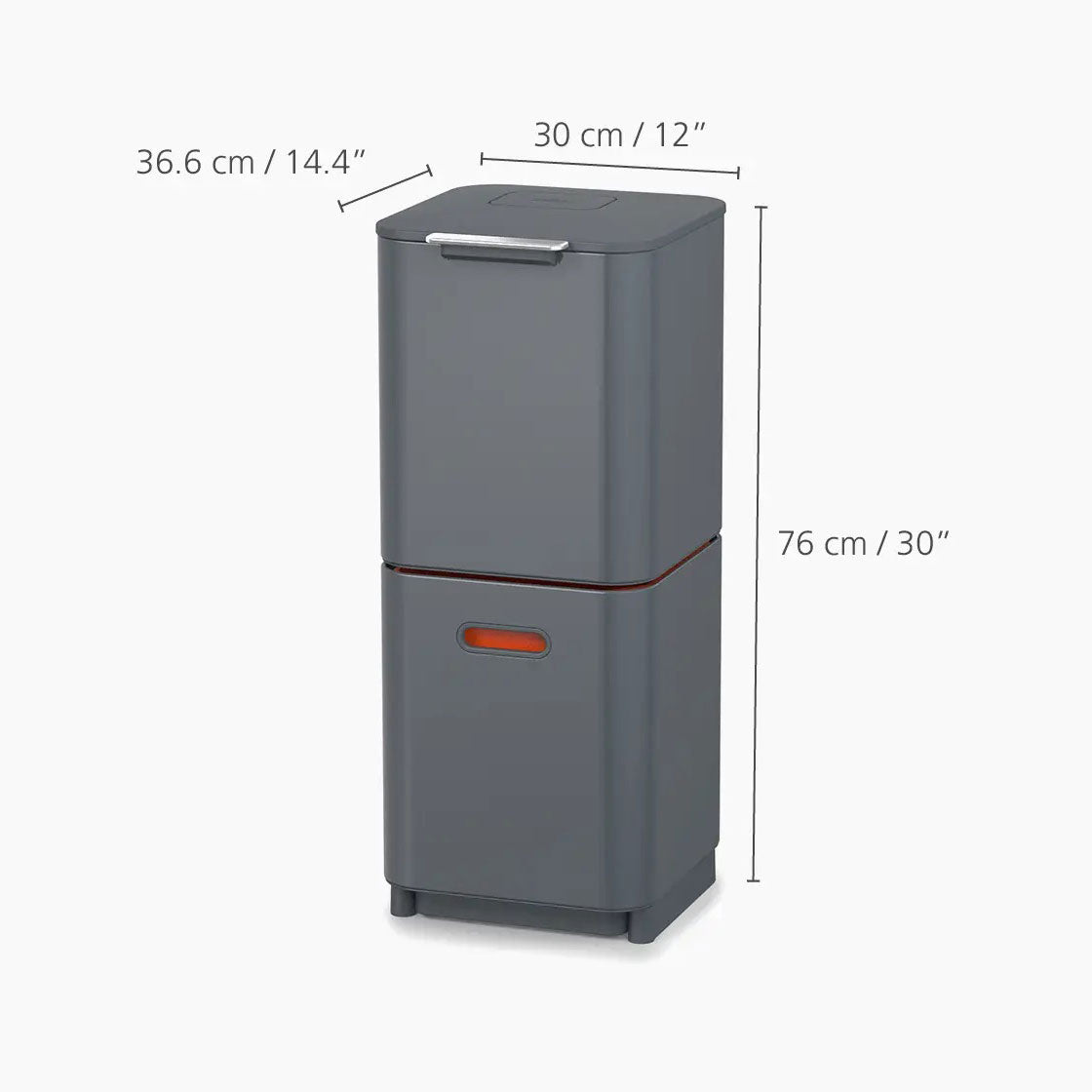JOSEPH JOSEPH Totem Max Waste Bin 40L Graphite Gray 76x30cm