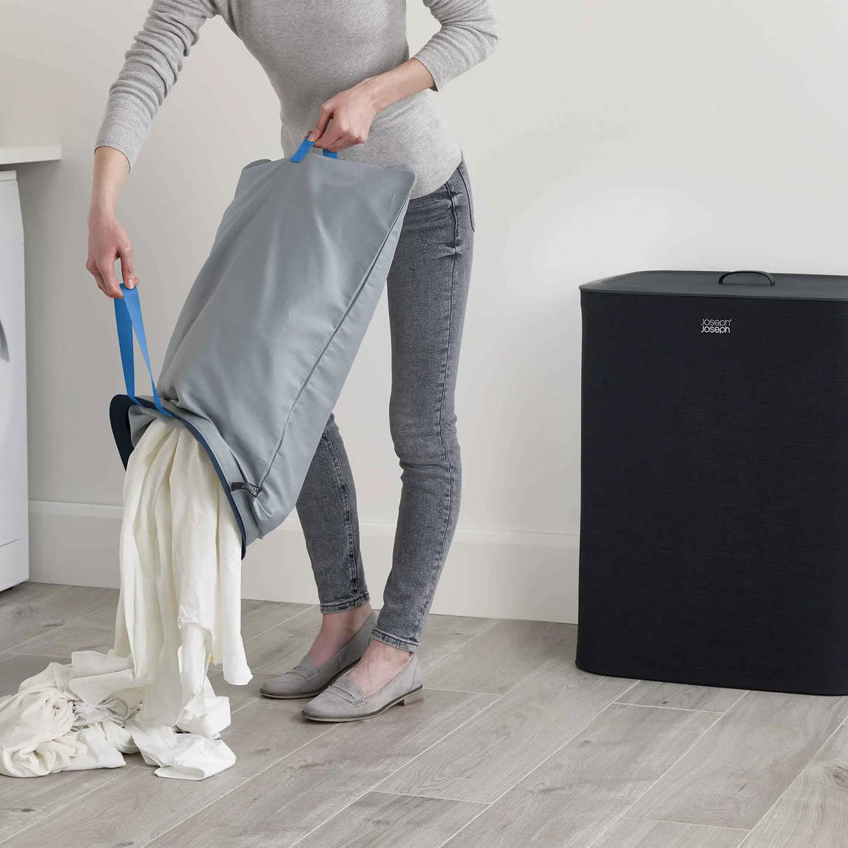 JOSEPH JOSEPH Tota 90L Laundry Basket for Dirty Clothes 71x56cm Black