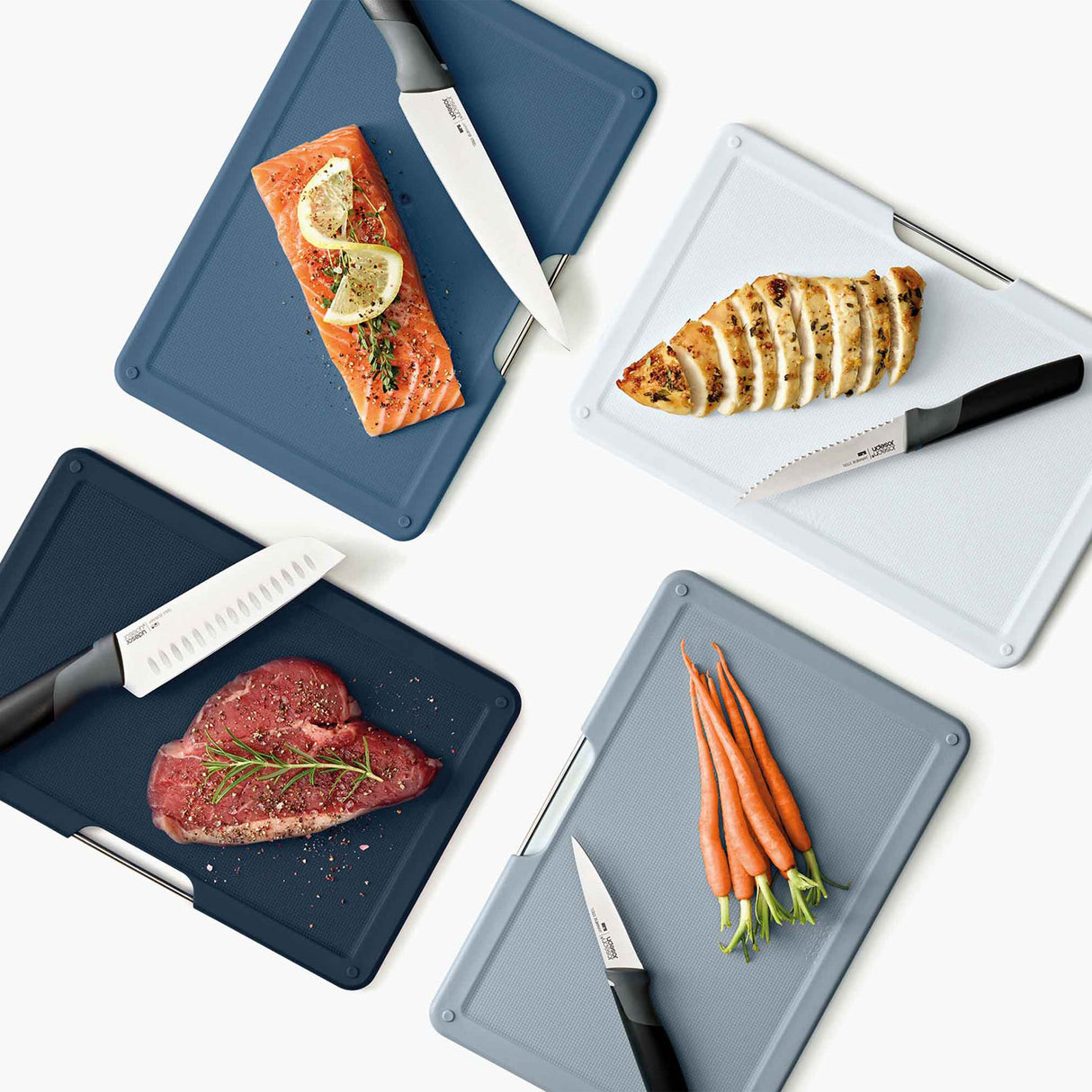 JOSEPH JOSEPH Folio Icon Plus Chopping Boards and Knives Set 8 Pieces Graphite