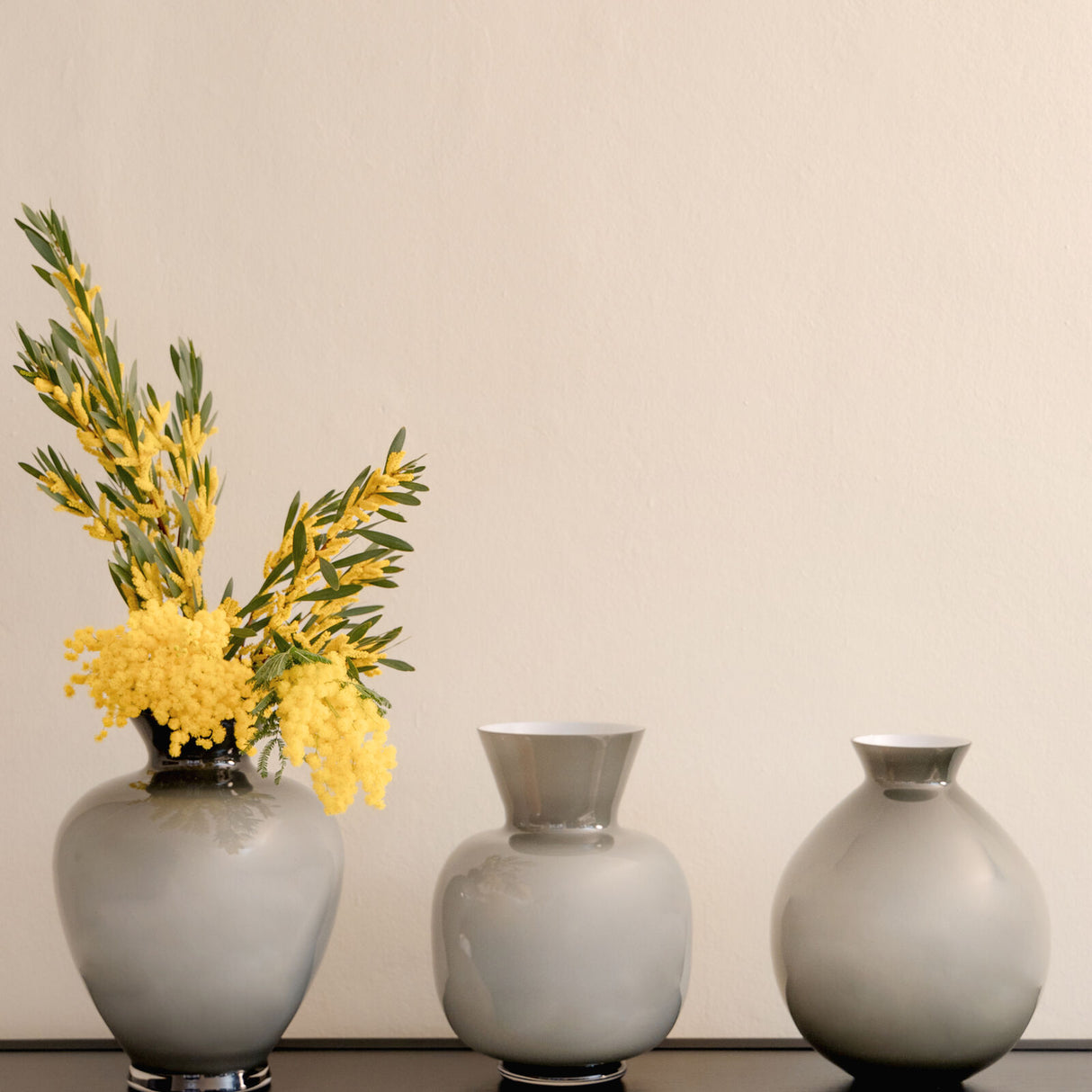 ROSENTHAL Gianna Gray Glass Vase 36cm Grey