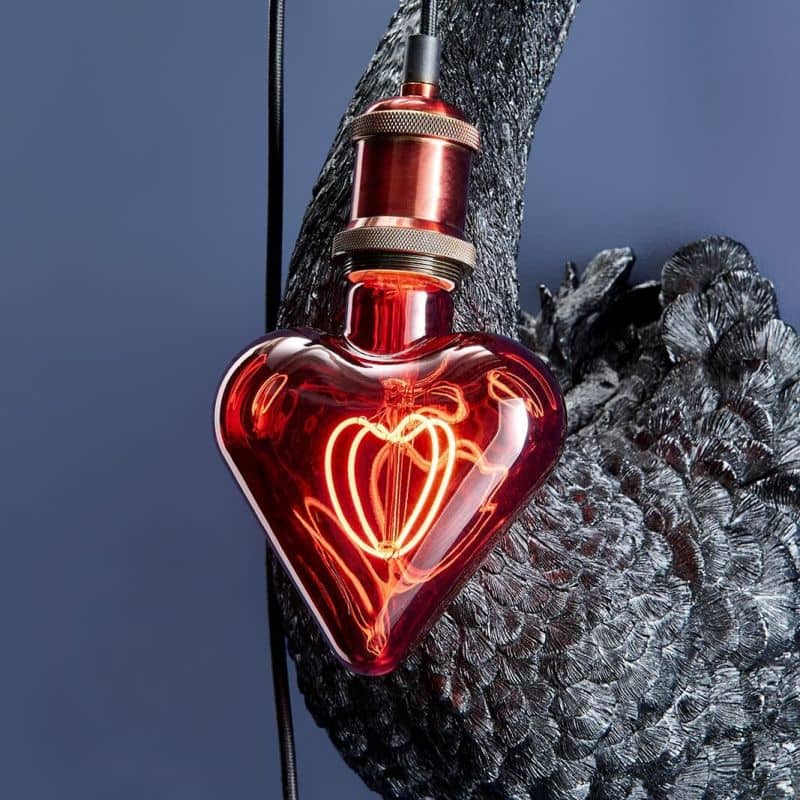 WERNS LED Red Heart Bulb 12x16.5cm Glass