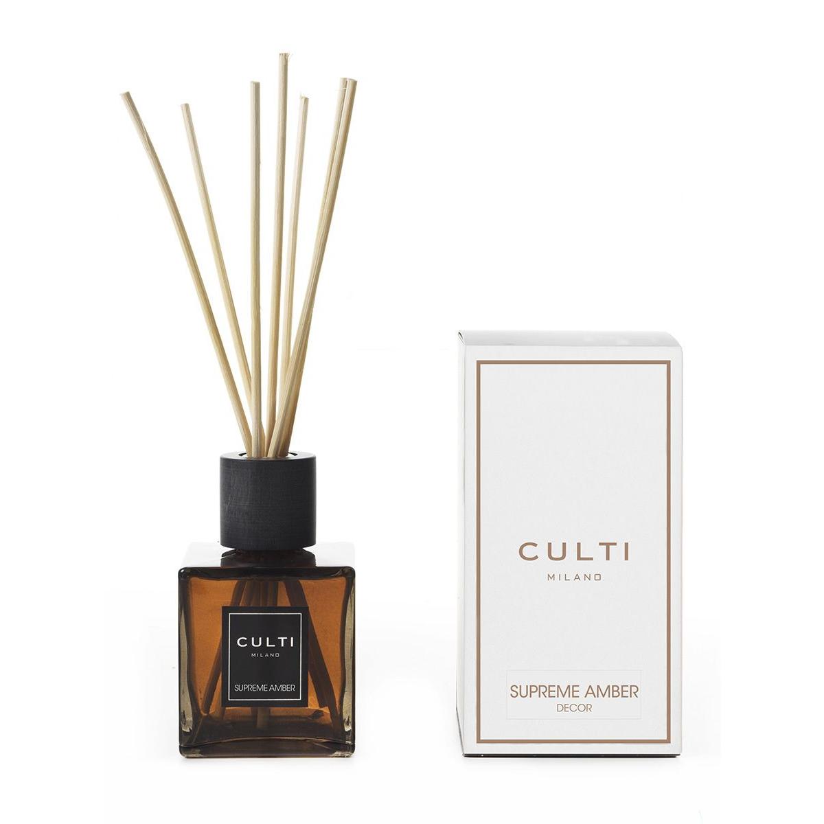 Diffusore bastoncini Culti Milano in vetro squadrato 250 ml Supreme Amber