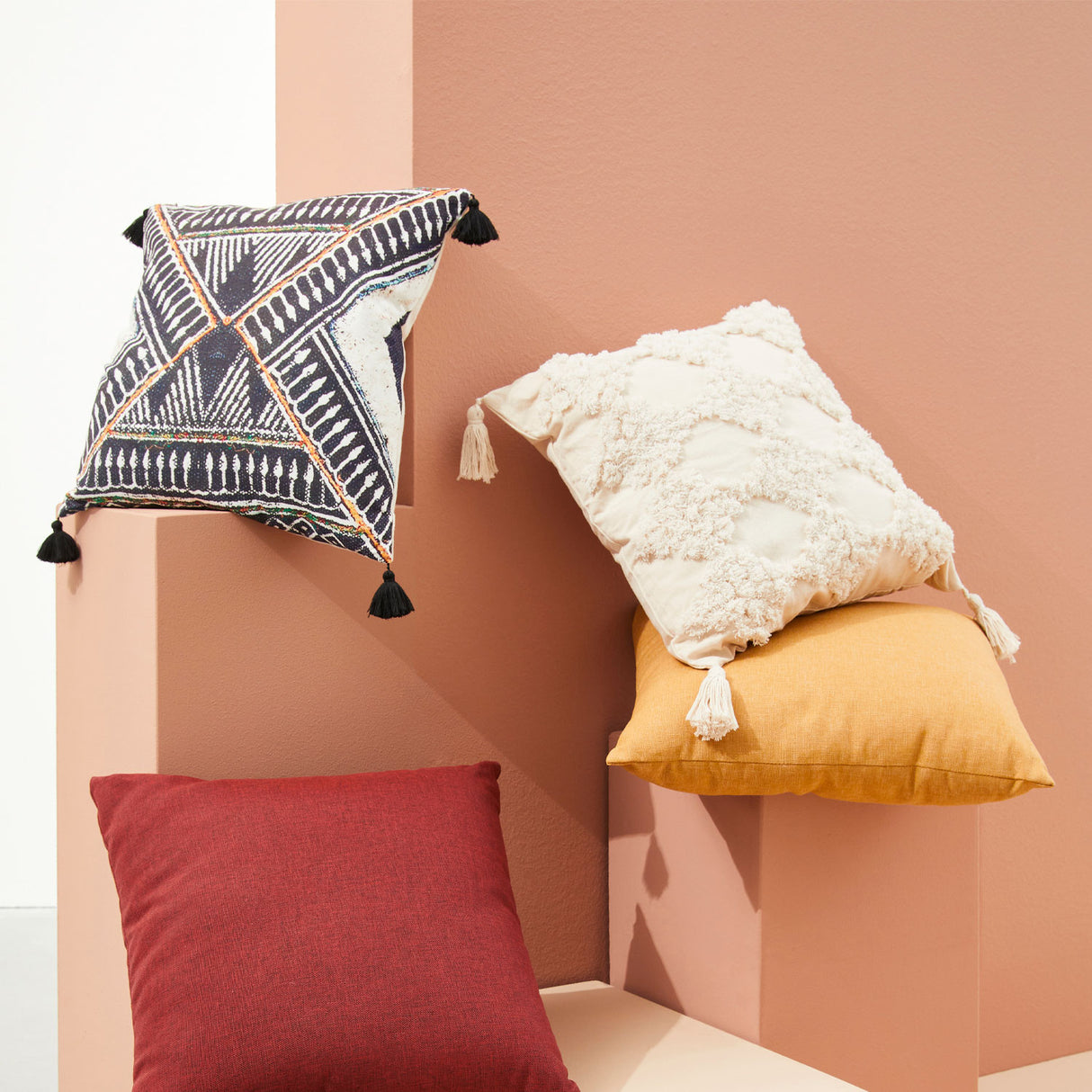 BIZZOTTO Mattis Cushion with Tassel 45x45cm Cream Cotton