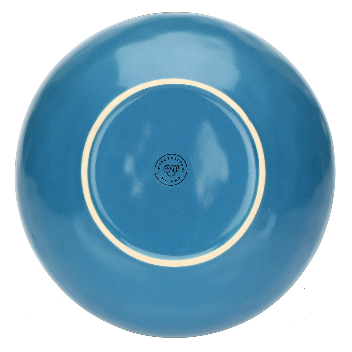 ROSE & TULIPANI Concerto Piatto Fondo Blu Avio 21cm Set 4 Pezzi Stoneware