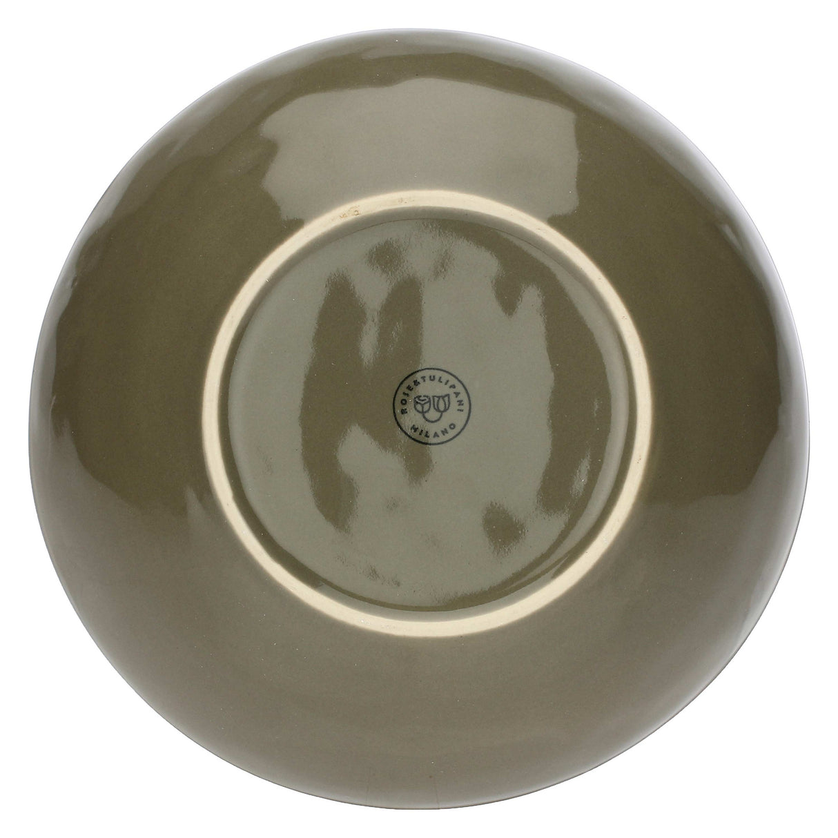 ROSE & TULIPANI Concerto Piatto Fondo Grigio Tortora 21cm Set 4 Pezzi Stoneware