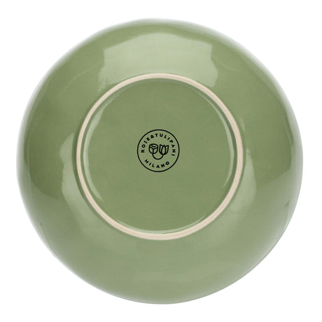 ROSE & TULIPANI Concerto Piatto Fondo 21cm Verde Oliva Set 4 Pezzi Stoneware
