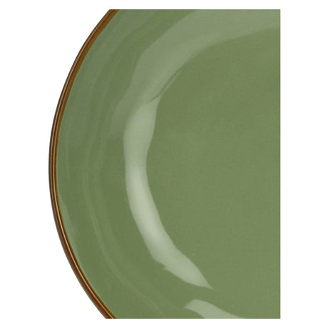 ROSE & TULIPANI Concerto Piatto Fondo 21cm Verde Oliva Set 4 Pezzi Stoneware