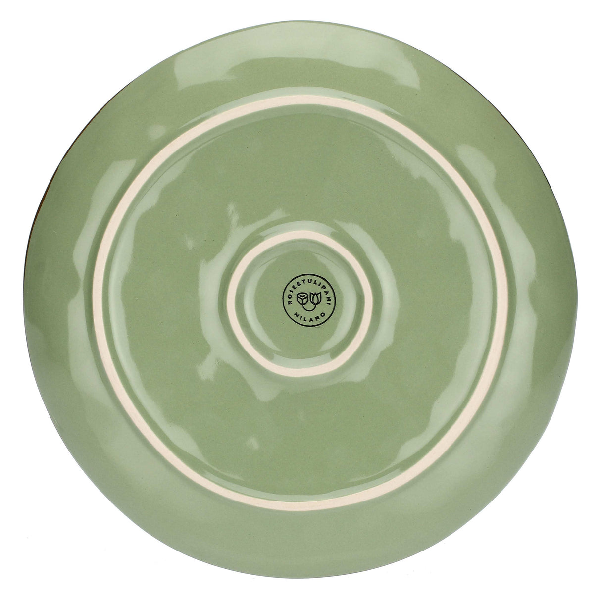 ROSE & TULIPANI Concerto Piatto Frutta Colazione 20cm Verde Oliva Set 4 Pezzi Stoneware