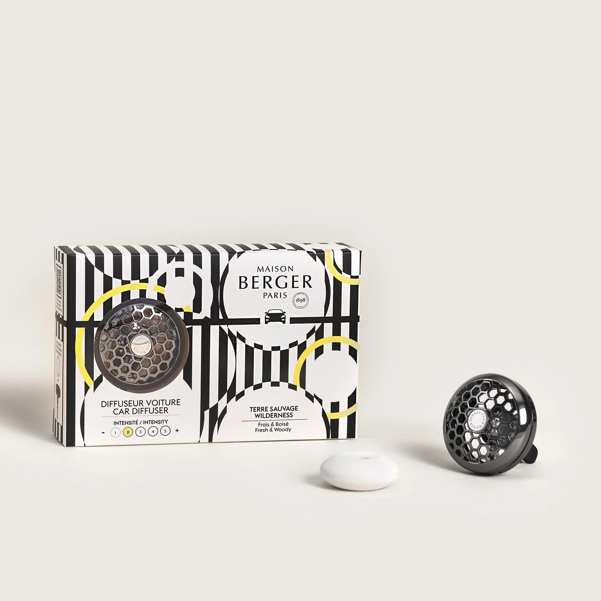 LAMPE BERGER ILLUSION Car Air Freshener Diffuser + Terre Sauvage Refill